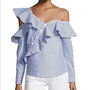 Assymetrical off shoulder striped blouse